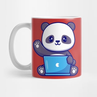 Cute Panda Working On Laptop Cartoon Mug